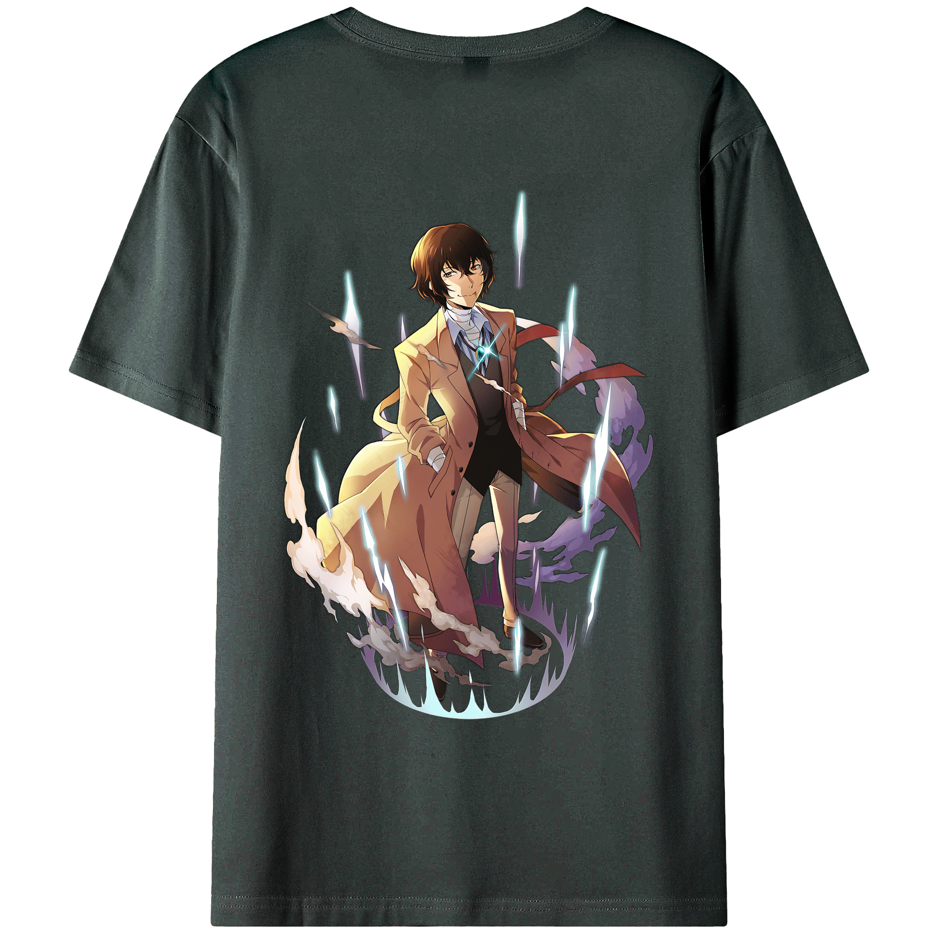 （画像用） 文豪ストレイドッグス Bungo Stray Dogs 綿100％ メンズ半袖Tシャツ（バックプリント） 通気性
